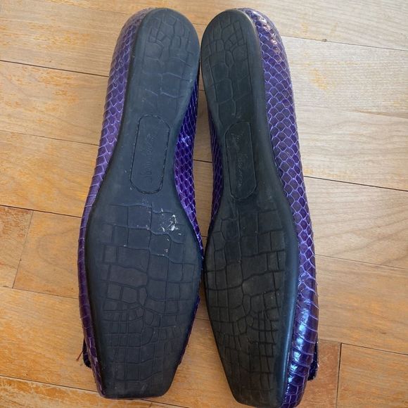 SAM EDELMAN Jeneva Purple Textured Leather Flats - Picture 8 of 9
